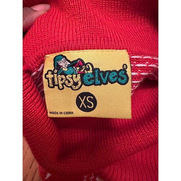 Tipsy Elves Cowl Neck Christmas Sweater Dress Fair Isle Reindeer Snowflakes XS - Picture 4 of 11